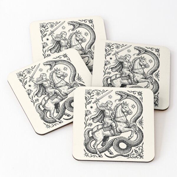 Item preview, Warrior Maiden Horse Rider Serpent Slayer Medieval designed and sold by Y-Vibes.