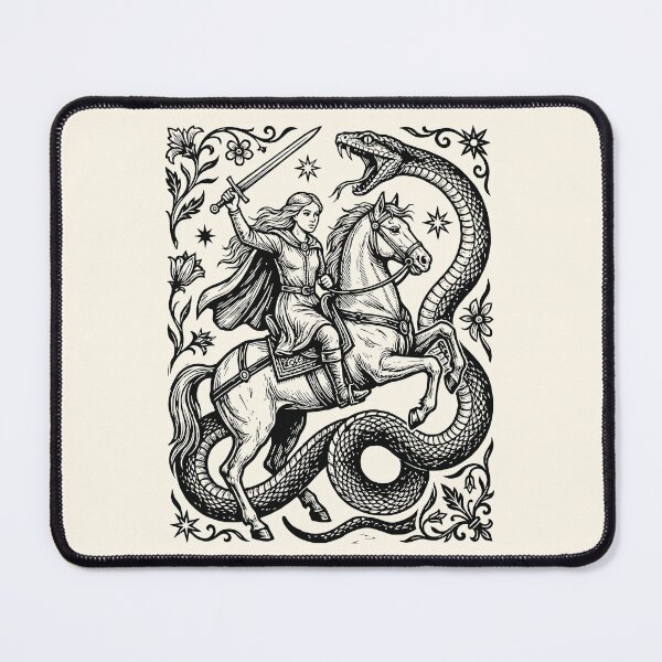 Item preview, Warrior Maiden Horse Rider Serpent Slayer Medieval designed and sold by Y-Vibes.