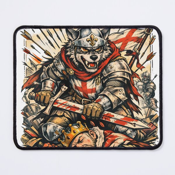 Item preview, Arrows Rained Kings Fell Medieval Wolf Knight Battle of Agincourt History Graphic Art - 1415 Archer Victory by Vivaan Studio designed and sold by Vivaan Studio.