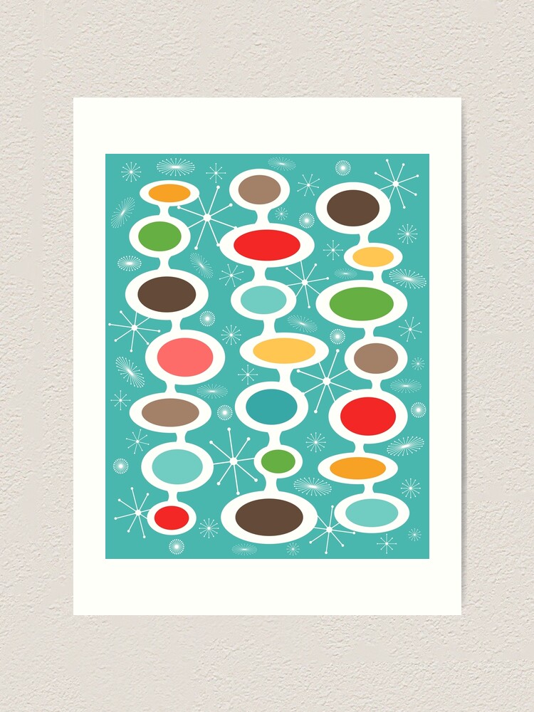 Colorful Atomic Era Art - Mid Century Modern Oval Design Art Print for  Sale by Elsy's Art