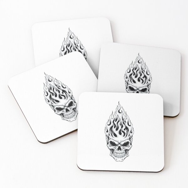 Item preview, Flaming Skull Head Tattoo Art designed and sold by SkullVibe Collective.