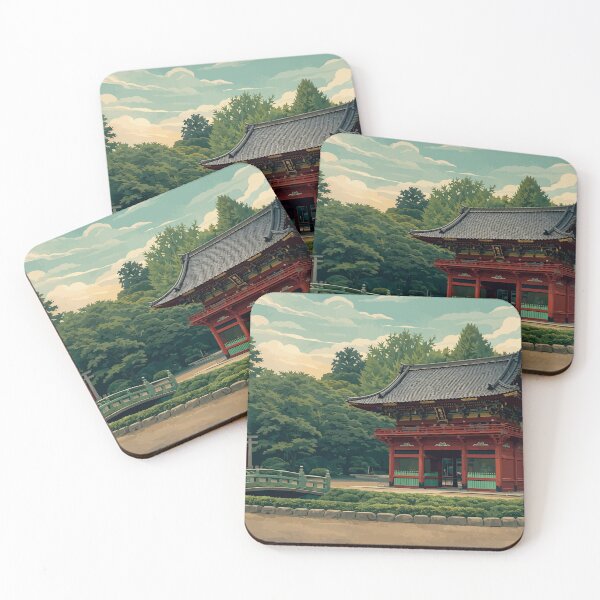 Item preview, Nezu Shrine Garden - Traditional Japanese Architecture Illustration designed and sold by darekkocurek.