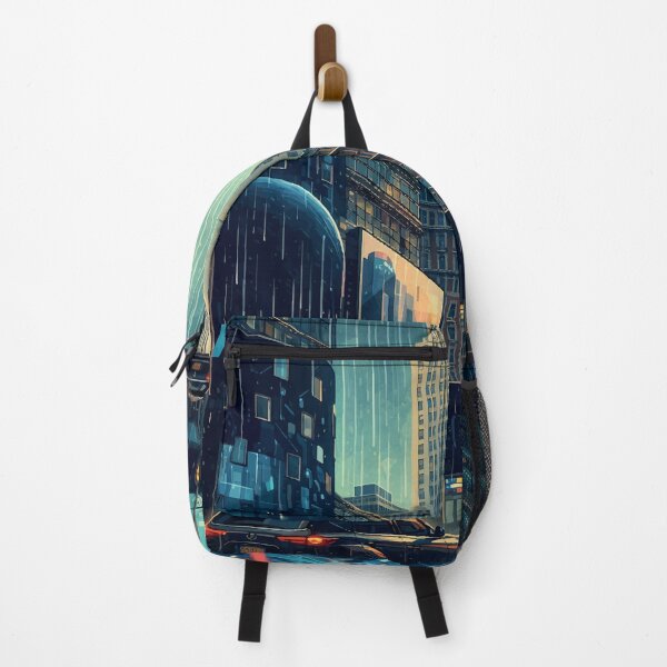 Item preview, Rainy Night in New York - Futuristic Cityscape Illustration designed and sold by darekkocurek.