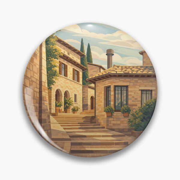 Item preview, Sunlit Alleyway in Assisi – Italian Village Illustration designed and sold by darekkocurek.