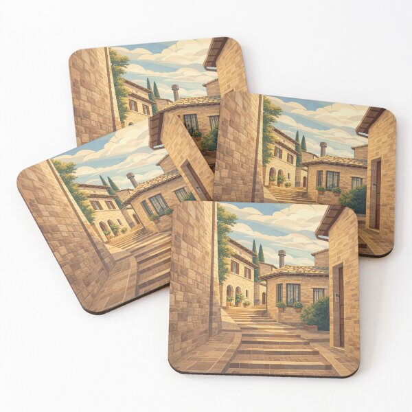 Item preview, Sunlit Alleyway in Assisi – Italian Village Illustration designed and sold by darekkocurek.