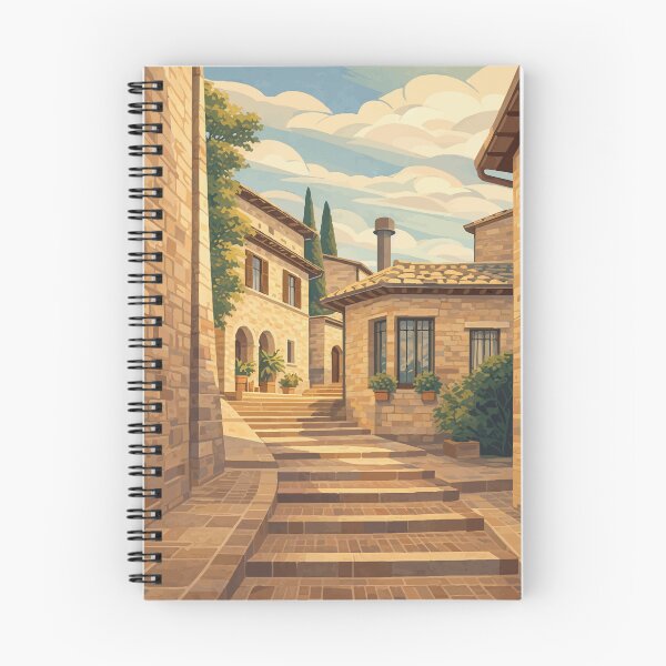 Item preview, Sunlit Alleyway in Assisi – Italian Village Illustration designed and sold by darekkocurek.
