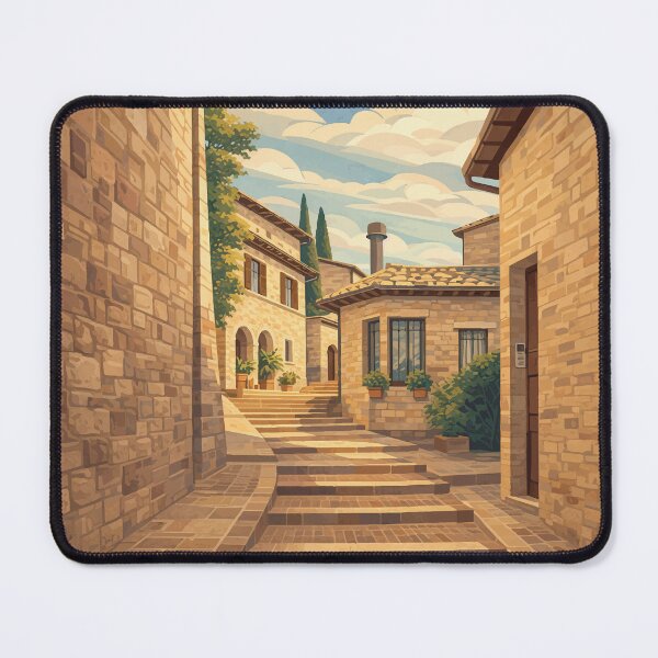 Item preview, Sunlit Alleyway in Assisi – Italian Village Illustration designed and sold by darekkocurek.