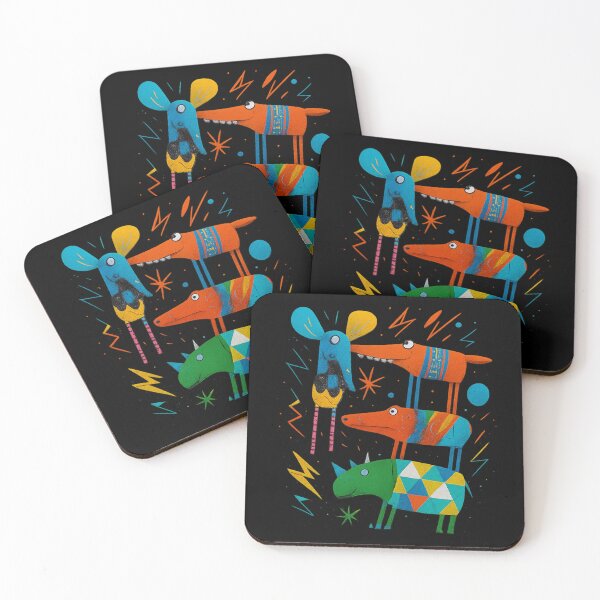 Item preview, Colorful Stacked Wildlife – Geometric Elephant Crocodile Rhino Graphic designed and sold by GorinART.