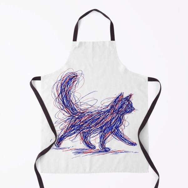 Item preview, Blue Red Ballpoint Scribble Cat Art designed and sold by JerdbordinShop.