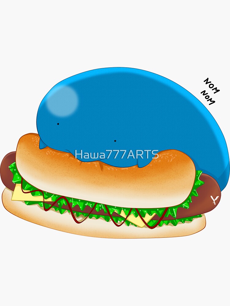Thumbnail 3 of 3, Sticker, Slime Eating a Hotdog designed and sold by Hawa777ARTS.