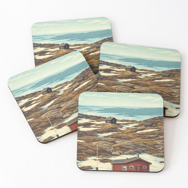 Item preview, Red Cabin in the Mountains - Ulriken, Norway Illustration designed and sold by darekkocurek.