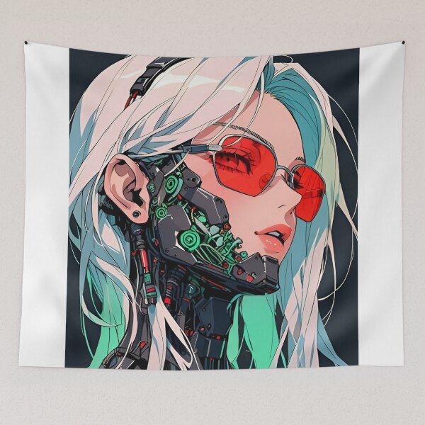 Item preview, Neon Cyberpunk Android Girl – Futuristic Sci-Fi Tech Aesthetic designed and sold by Dyan4.