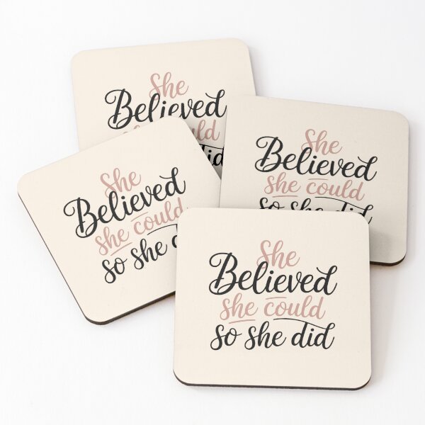 Item preview, She Believed She Could So She Did Inspirational Feminist Quote Typography Design designed and sold by ABLAT-CREATIONS.