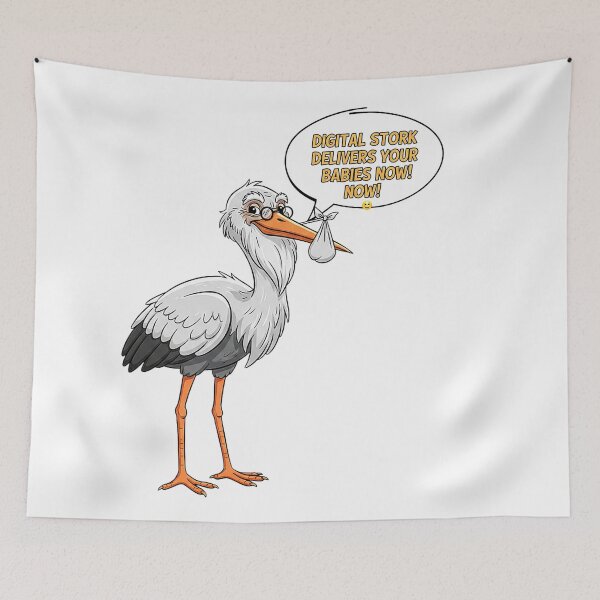 Item preview, Digital Stork Delivery | Funny Tech Stork with Glasses and Baby Bundle designed and sold by RS-Globalist-.