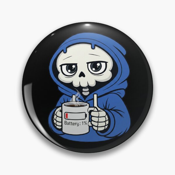 Item preview, Battery 1% Skeleton Drinking Coffee designed and sold by laggy-soul-0.