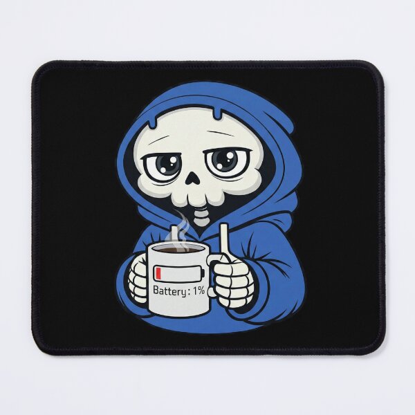Item preview, Battery 1% Skeleton Drinking Coffee designed and sold by laggy-soul-0.