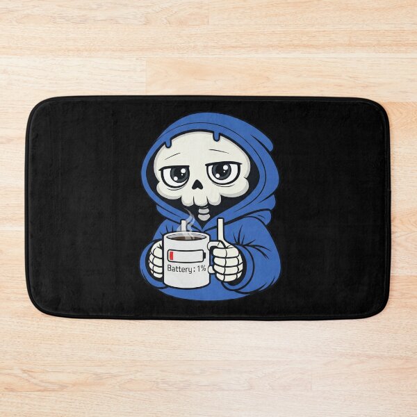Item preview, Battery 1% Skeleton Drinking Coffee designed and sold by laggy-soul-0.