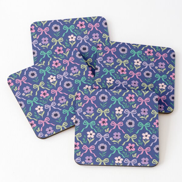 Item preview, flowers and bows on a blue background designed and sold by burbura.
