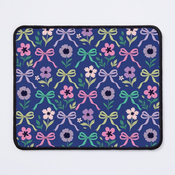 Item preview, flowers and bows on a blue background designed and sold by burbura.