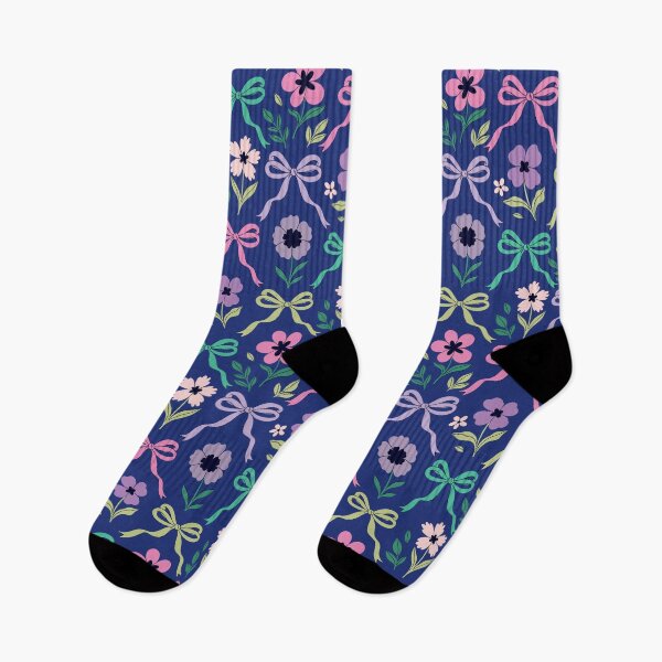 Item preview, flowers and bows on a blue background designed and sold by burbura.