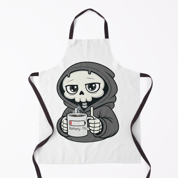 Item preview, Battery 1% Skeleton Drinking Coffee Black & White Version designed and sold by laggy-soul-0.