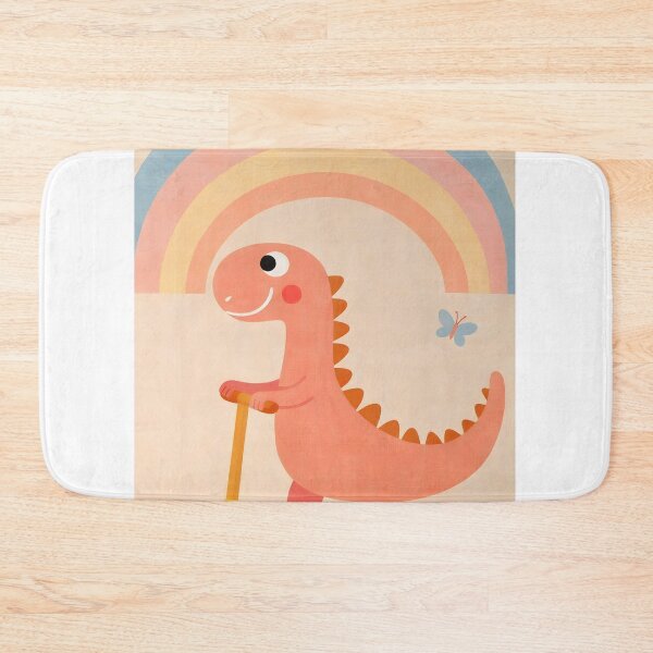 Item preview, Cute Dinosaur on Scooter Nursery Art with Rainbow designed and sold by shopcanva.