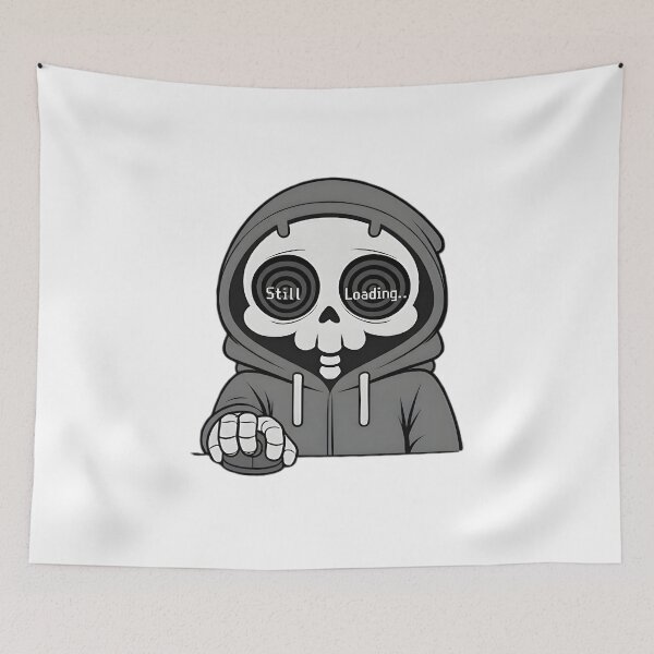 Item preview, Still Loading Gamer Skeleton Black & White Version designed and sold by laggy-soul-0.