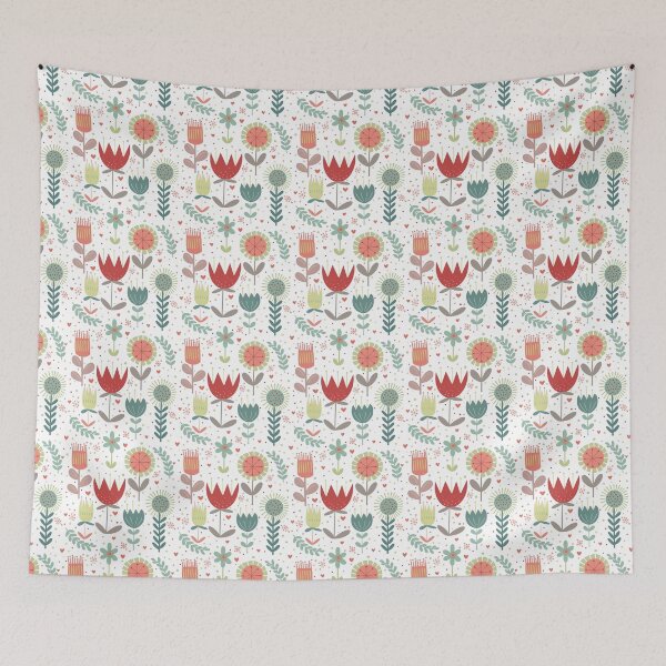 Item preview, Scandi folk art flowers | modern floral design in desaturated colors designed and sold by rose-michele.