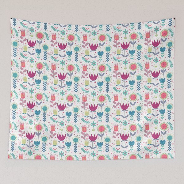 Item preview, Scandi folk art flowers | modern floral design in bright colors designed and sold by rose-michele.