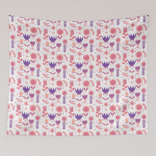 Item preview, Scandi folk art flowers | modern floral design in orange & purple designed and sold by rose-michele.