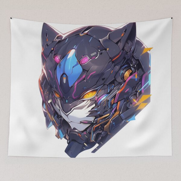 Item preview, Neon Cyber Panther – Futuristic Mecha Cat Helmet Illustration designed and sold by Dyan4.