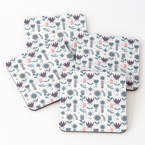 Item preview, Scandi folk art flowers | modern floral design with pink accent designed and sold by rose-michele.