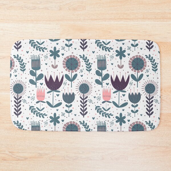 Item preview, Scandi folk art flowers | modern floral design with pink accent designed and sold by rose-michele.