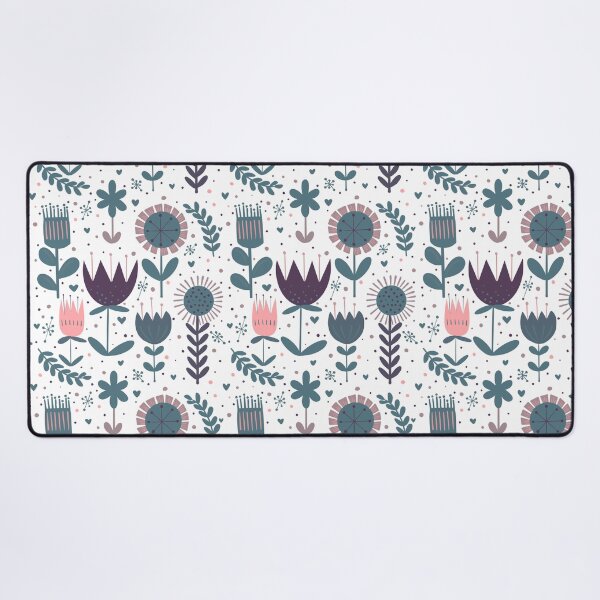 Item preview, Scandi folk art flowers | modern floral design with pink accent designed and sold by rose-michele.