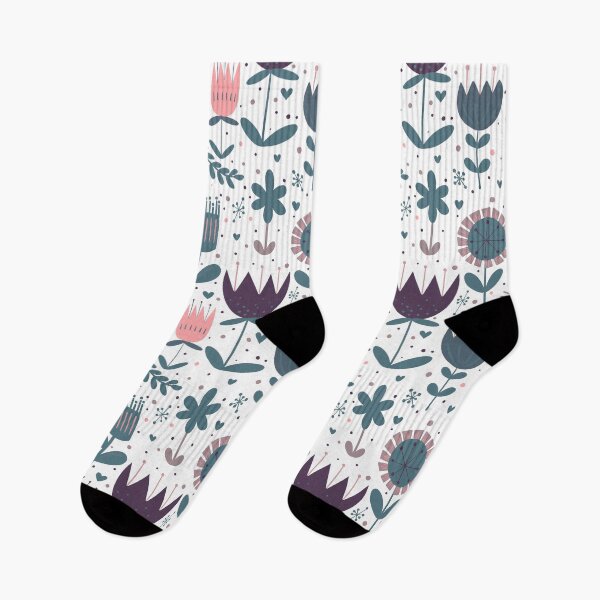 Item preview, Scandi folk art flowers | modern floral design with pink accent designed and sold by rose-michele.
