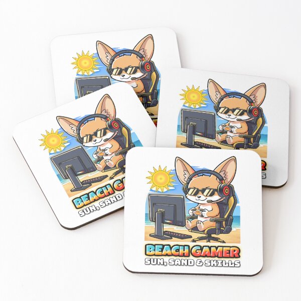 Item preview, Beach Gamer - Fennec Fox Gaming on the Beach - Summer Vibes Art - Handcrafted Design designed and sold by AmazingEG.