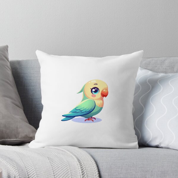 Item preview, Cute cartoon parakeet with vibrant colors and big eyes, ideal for children's illustrations. designed and sold by cave-canvas.