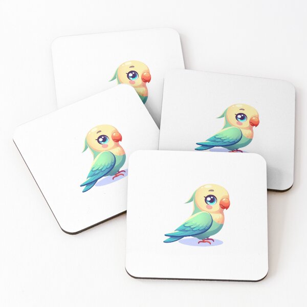 Item preview, Cute cartoon parakeet with vibrant colors and big eyes, ideal for children's illustrations. designed and sold by cave-canvas.