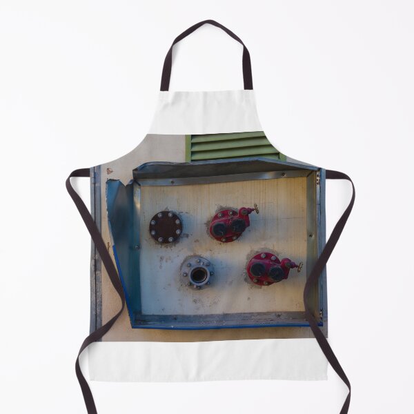Item preview, Industrial Wall-Mounted Valve Box With Red Handles And Weathered Metal Surface Outdoors designed and sold by Nmallia.