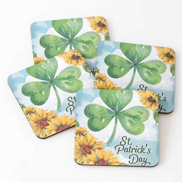 Item preview, Happy St. Patrick’s Day Watercolor Shamrock Sunflower Greeting Card designed and sold by FestivityFinds.
