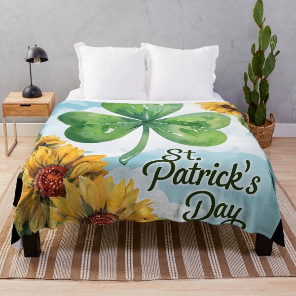 Item preview, Happy St. Patrick’s Day Watercolor Shamrock Sunflower Greeting Card designed and sold by FestivityFinds.