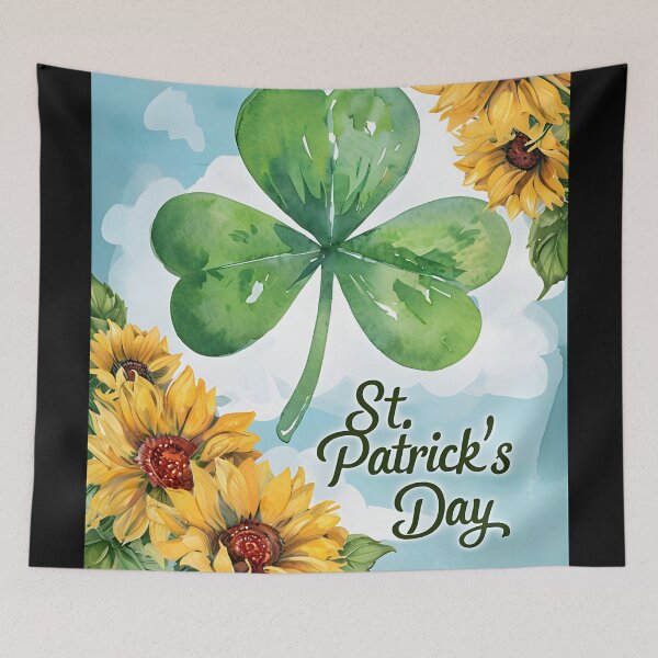 Item preview, Happy St. Patrick’s Day Watercolor Shamrock Sunflower Greeting Card designed and sold by FestivityFinds.