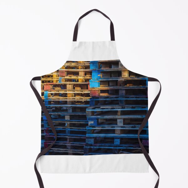 Item preview, Colorful Stacked Wooden Pallets in an Industrial Yard Creating Vibrant Urban Warehouse Atmosphere and Texture designed and sold by Nmallia.