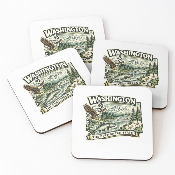 Item preview, Retro Washington State Silhouette Logo designed and sold by Thehatinthecat.