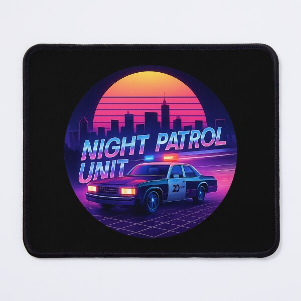 Item preview, Night Patrol Unit - Circular Synthwave Police Car Neon Sunset designed and sold by MKreative Studio.