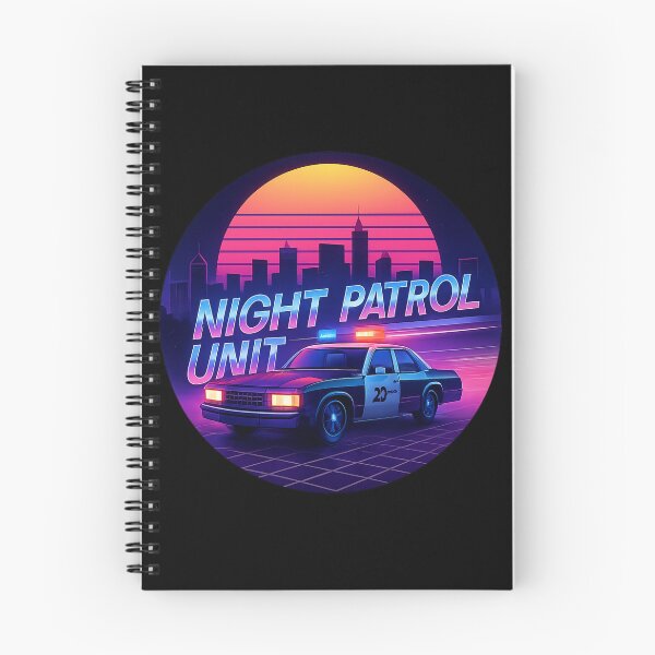 Item preview, Night Patrol Unit - Circular Synthwave Police Car Neon Sunset designed and sold by MKreative Studio.