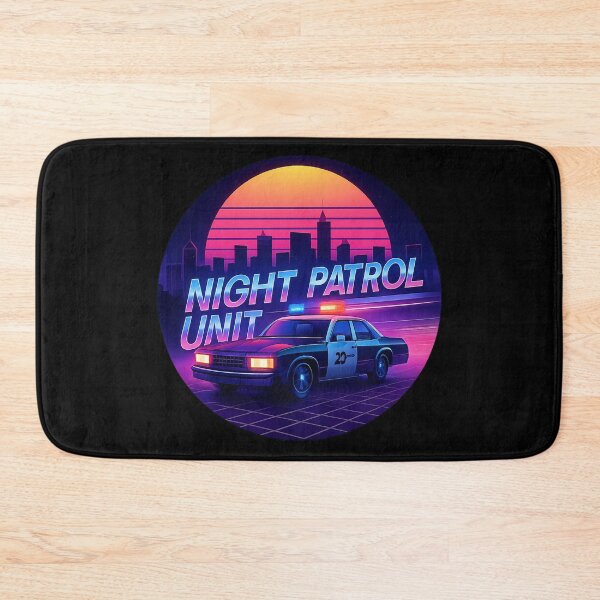 Item preview, Night Patrol Unit - Circular Synthwave Police Car Neon Sunset designed and sold by MKreative Studio.