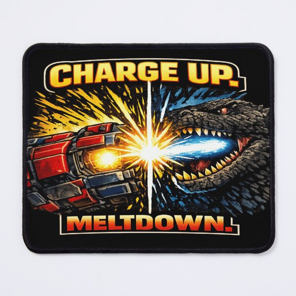 Item preview, Charge Up Meltdown Robot vs Kaiju Split Beam Explosion T-Shirt designed and sold by POD DYNASTY | Original Print On Demand T-Shirt Graphics.