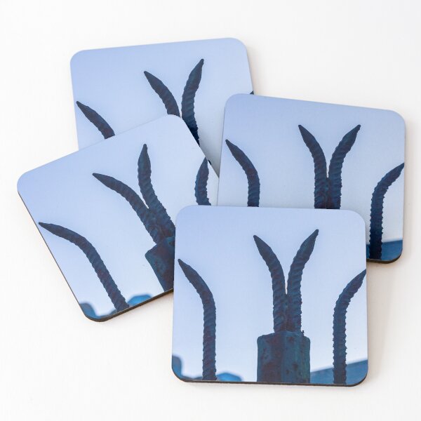 Item preview, Rusty Iron Fence Spikes Silhouette Against a Clear Blue Sky at Dusk designed and sold by Nmallia.