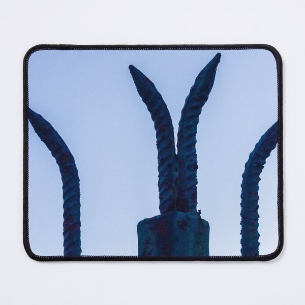Item preview, Rusty Iron Fence Spikes Silhouette Against a Clear Blue Sky at Dusk designed and sold by Nmallia.